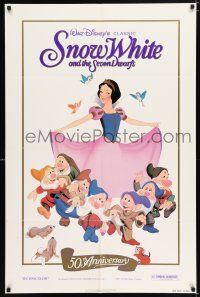 2t792 SNOW WHITE & THE SEVEN DWARFS 1sh R87 Walt Disney animated cartoon fantasy classic!