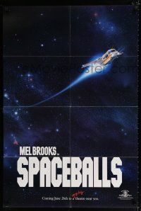 2t801 SPACEBALLS teaser 1sh '87 best Mel Brooks sci-fi Star Wars spoof, John Candy, Pullman!