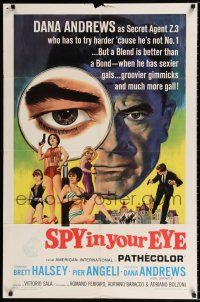 2t809 SPY IN YOUR EYE 1sh '66 Dana Andrews has sexier gals and groovier gimmicks, cool art!