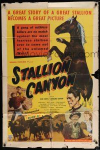 2t814 STALLION CANYON 1sh '49 Ken Curtis, Carolina Cotton, wonderful image of rearing horse!