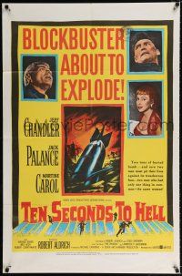 2t860 TEN SECONDS TO HELL 1sh '59 Jack Palance, Jeff Chandler, sexy Martine Carol!