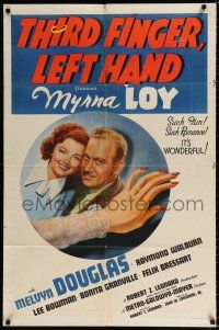 2t877 THIRD FINGER LEFT HAND style C 1sh '40 great images of newlyweds Myrna Loy & Melvyn Douglas!