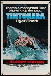 2t887 TINTORERA 1sh '77 best monstrous killer tiger shark horror artwork!