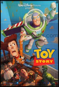 2t898 TOY STORY DS 1sh '95 Disney & Pixar cartoon, great image of Buzz & Woody flying!