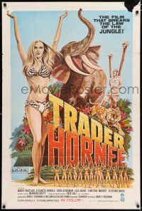 2t900 TRADER HORNEE 1sh '70 the film that breaks the law of the jungle, sexiest artwork!