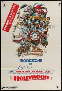 2t902 TRAIN RIDE TO HOLLYWOOD teaser 1sh '75 wonderful wacky Jack Davis art, Bloodstone!