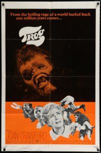 2t905 TROG int'l 1sh '70 Joan Crawford & prehistoric monsters, wacky horror explodes into today!