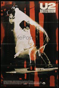 2t913 U2 RATTLE & HUM int'l 1sh '88 great image of Irish rockers Bono & The Edge on stage