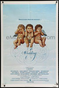 2t948 WEDDING 1sh '78 Robert Altman, artwork of cute cherubs by R. Hess!