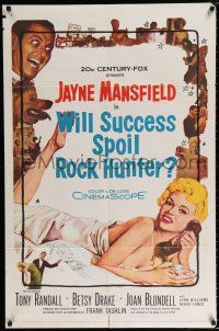 2t967 WILL SUCCESS SPOIL ROCK HUNTER 1sh '57 art of sexy Jayne Mansfield wearing only a sheet!