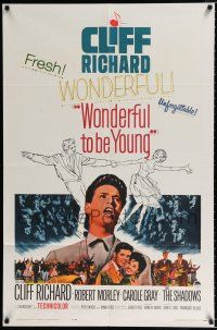 2t974 WONDERFUL TO BE YOUNG 1sh '62 close up of Cliff Richard, Robert Morley, rock 'n' roll!