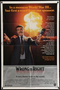 2t984 WRONG IS RIGHT 1sh '82 TV reporter Sean Connery in front of nuclear explosion!