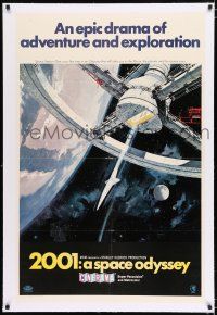 2w002 2001: A SPACE ODYSSEY linen style A Cinerama 1sh '68 Kubrick, space wheel art by Bob McCall!