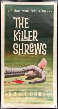 2w055 KILLER SHREWS linen 3sh '59 classic horror art of all that was left after the monster attack!