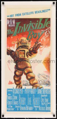 2w078 INVISIBLE BOY linen Aust daybill '57 art of Robby the Robot, hot from satellite headlines!