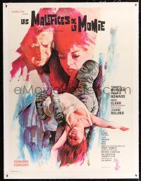 2w093 CURSE OF THE MUMMY'S TOMB linen French 1p '64 different Ghirardi art of monster carrying girl!