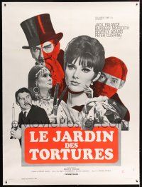 2w104 TORTURE GARDEN linen French 1p '67 written by Psycho Robert Bloch, montage of Palance & stars!