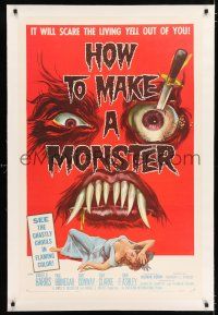 2w022 HOW TO MAKE A MONSTER linen 1sh '58 ghastly ghouls, it will scare the living yell out of you!