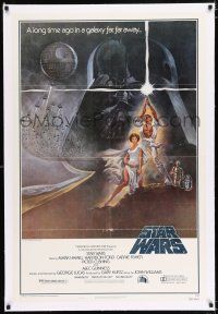 2w040 STAR WARS linen 4th printing style A 1sh '77 George Lucas classic sci-fi epic, art by Jung!