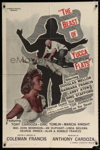 2x227 BEAST OF YUCCA FLATS 1sh '62 cheesy horror, guest star wrestler Tor Johnson in dual role!