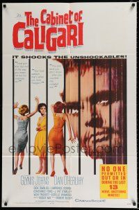 2x242 CABINET OF CALIGARI 1sh '62 written by Robert Bloch, it shocks the unshockables!