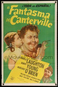 2x244 CANTERVILLE GHOST Spanish/U.S. 1sh '44 art of Charles Laughton, Robert Young & Margaret O'Brien!