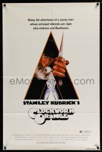 2x254 CLOCKWORK ORANGE R-rated 1sh '72 Stanley Kubrick classic, Castle art of Malcolm McDowell