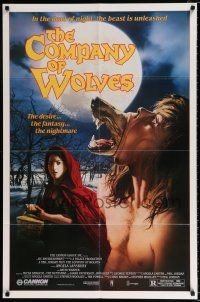 2x257 COMPANY OF WOLVES 1sh '85 directed by Neil Jordan, wild werewolf art by S. Watts!