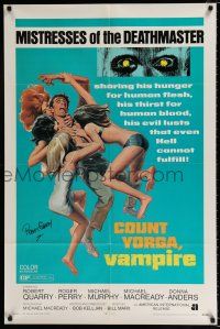 2x259 COUNT YORGA VAMPIRE signed 1sh '70 by Robert Quarry, mistresses of the deathmaster feeding!