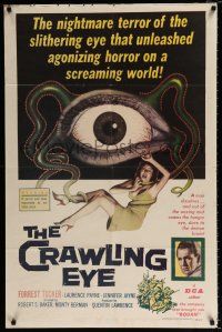 2x261 CRAWLING EYE 1sh '58 classic art of the slithering eyeball monster with sexy female victim!