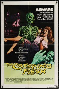 2x263 CREEPING FLESH 1sh '72 Christopher Lee, Peter Cushing, cool image of skeleton holding girl!