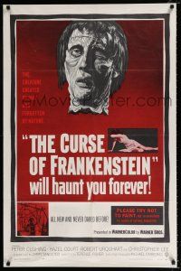 2x267 CURSE OF FRANKENSTEIN 1sh '57 cool close up artwork of Christopher Lee as the monster!
