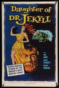 2x273 DAUGHTER OF DR JEKYLL 1sh '57 a bestial fiend hidden in a woman's sensuous body!