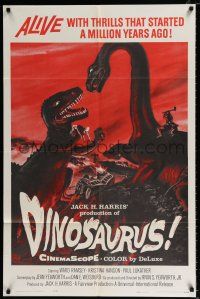 2x288 DINOSAURUS 1sh '60 great artwork of battling prehistoric T-rex & brontosaurus!