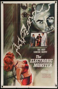 2x297 ELECTRONIC MONSTER 1sh '60 Rod Cameron, artwork of sexy girl shocked by electricity!