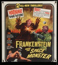 2x312 FRANKENSTEIN MEETS THE SPACE MONSTER/CURSE OF VOODOO 1sh '65 cool artwork of alien monsters!