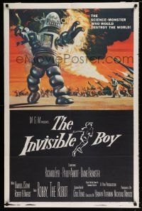2x348 INVISIBLE BOY 1sh '57 Robby the Robot as the science-monster who would destroy the world!