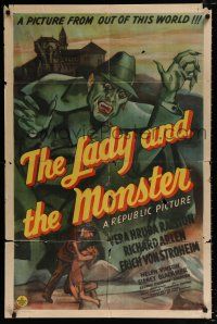 2x360 LADY & THE MONSTER 1sh '44 great image of deranged madman, from Siodmak's Donovan's Brain!