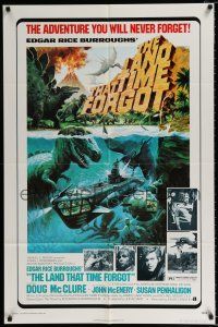 2x361 LAND THAT TIME FORGOT 1sh '75 Edgar Rice Burroughs, cool George Akimoto dinosaur art!