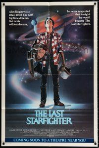 2x363 LAST STARFIGHTER advance 1sh '84 Lance Guest, great sci-fi art by C.D. de Mar!
