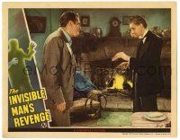 2x103 INVISIBLE MAN'S REVENGE LC '44 John Carradine shows Jon Hall his invisible dog on a leash!