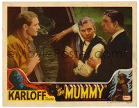 2x122 MUMMY LC #6 R51 Sloan, Byron & Fletcher examine bandaged Boris Karloff in sarcophagus!