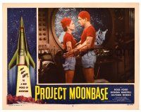 2x145 PROJECT MOONBASE LC #8 '53 Robert Heinlein, c/u of lovers in wacky outfits in spaceship!