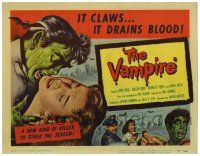 2x178 VAMPIRE TC '57 best close up art of crazed monster John Beal holding sexy Coleen Gray!