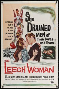 2x364 LEECH WOMAN 1sh '60 deadly female vampire drained love & life from every man she trapped!