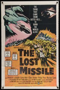2x367 LOST MISSILE 1sh '58 horror of horrors from outer Hell comes to burn the world alive!