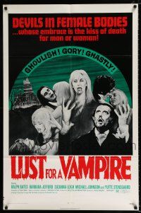 2x368 LUST FOR A VAMPIRE 1sh '71 wacky sexy devils in female bodies with the kiss of death!