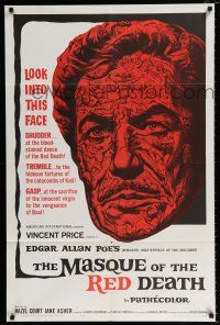 2x378 MASQUE OF THE RED DEATH 1sh '64 cool montage art of Vincent Price by Reynold Brown!