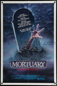 2x384 MORTUARY 1sh '83 Satanic cult, cool artwork of hand reaching up from grave!
