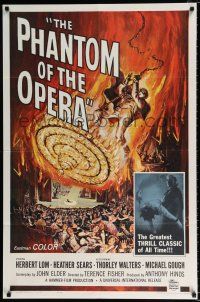 2x404 PHANTOM OF THE OPERA 1sh '62 Hammer horror, Herbert Lom, cool art by Reynold Brown!